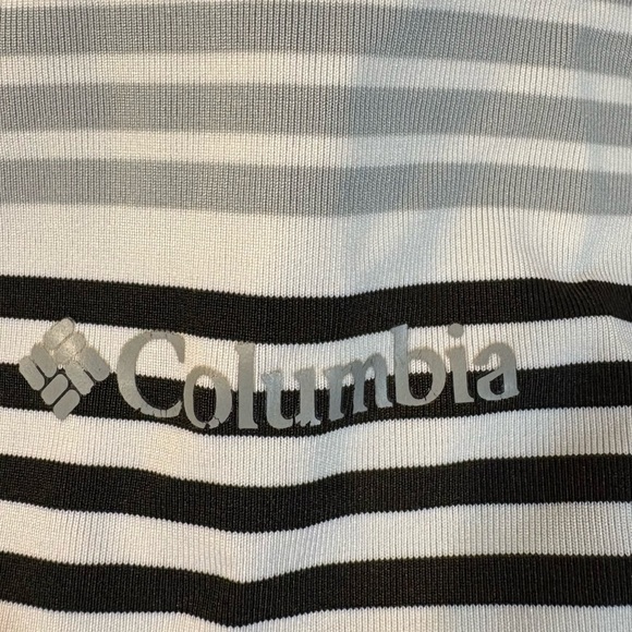 Columbia Polo Golf Men's Large‎ Omni-Wick Striped Shirt Black Gray White Polo - Picture 4 of 10